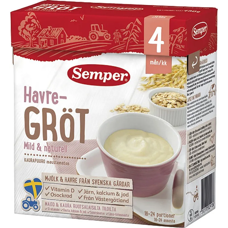 Semper Овесена млечна каша 4м. 480г