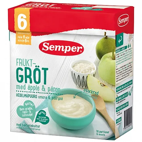 Semper Плодова каша с ябълки и круши с бифидус ефект 6м. 480г