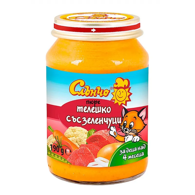 Слънчо Телешко със зеленчуци 4м. 190г
