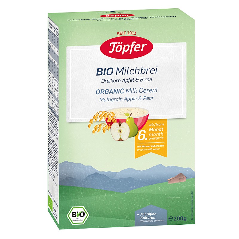 LACTANA BIO Млечна каша 3 вида зърна,ябълка и круша 6м. 200г LACTANA BIO Млечна каша 3 вида зърна,ябълка и круша 6м. 200г