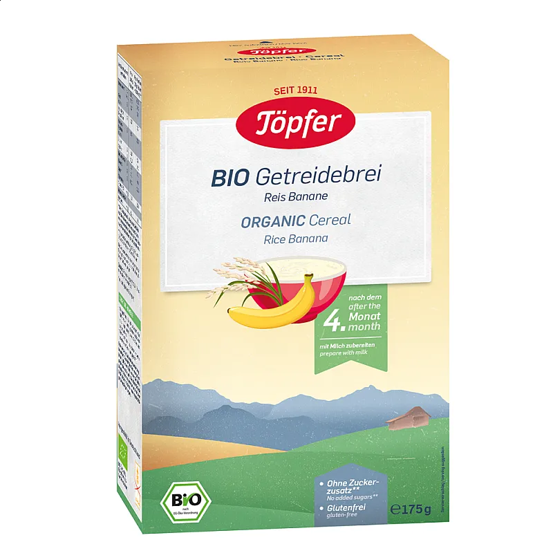 Topfer БИО Безмлечна каша с ориз и банан 4м. 175г
