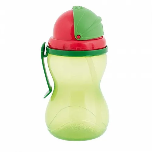 Canpol Преходно нетечащо шише с мека сламка 370 мл 12м+ - зелено