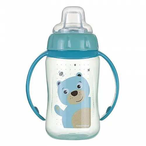 Canpol Преходна чаша със силиконов накрайник и дръжки 320 мл - тюркоаз 6м+